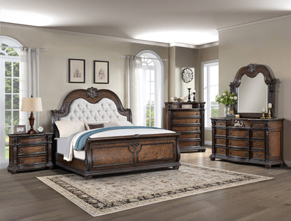 Traditional Marble Wood Dresser with 11 Drawers for Bedroom Storage