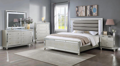 Silver Wood 5-Drawer Dresser - Bedroom Chest