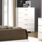 1pc Chest Contemporary Style Five Drawers Chrome Accents High Gloss Coating White And Chrome Finish Bedroom