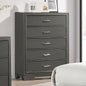 1pc chest Contemporary Style Five Drawers Acrylic Drawers Handles Bracket Feet Metallic Grey Finish