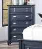 Transitional Style 1pc Chest Ball Bearing Glides Nickel Round Knobs And Cup Pulls Slate Blue Finish Bedroom Furniture