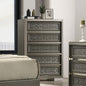 Contemporary Style Chest 1pc 5-Drawers Bracket Feet Leaf Pattern Felt Lined Top Drawers Dark Gray Finish