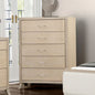 Transitional Style 1pc Chest English Dovetail Drawers Acrylic Handles Ball Bearing Glides Shelter Padded Headboard Natural Oak Finish Bedroom Furniture