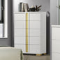 Contemporary Style 1pc Chest Modern Design Metal Bracket Legs Gold Dust Proof Case Ball Bearing Glides White And Gold Finish