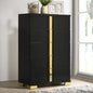 Black And Gold Finish Contemporary Style 1pc Chest Modern Design Metal Bracket Legs Gold Dust Proof Case Ball Bearing Glides Bedroom Furniture