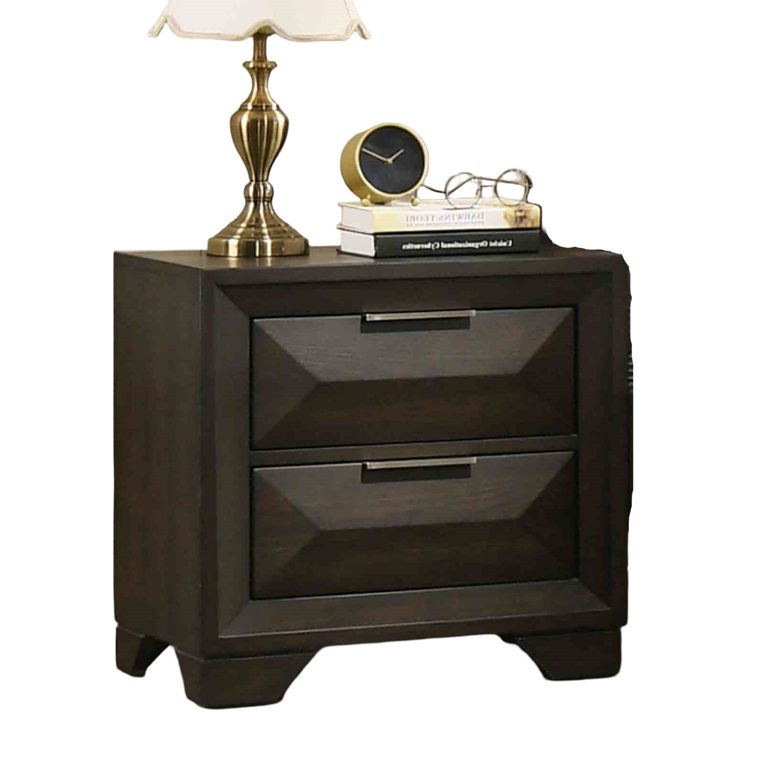Espresso Transitional Nightstand with 2 Drawers for Bedroom