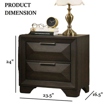 Espresso Transitional Nightstand with 2 Drawers for Bedroom