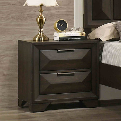 Espresso Transitional Nightstand with 2 Drawers for Bedroom
