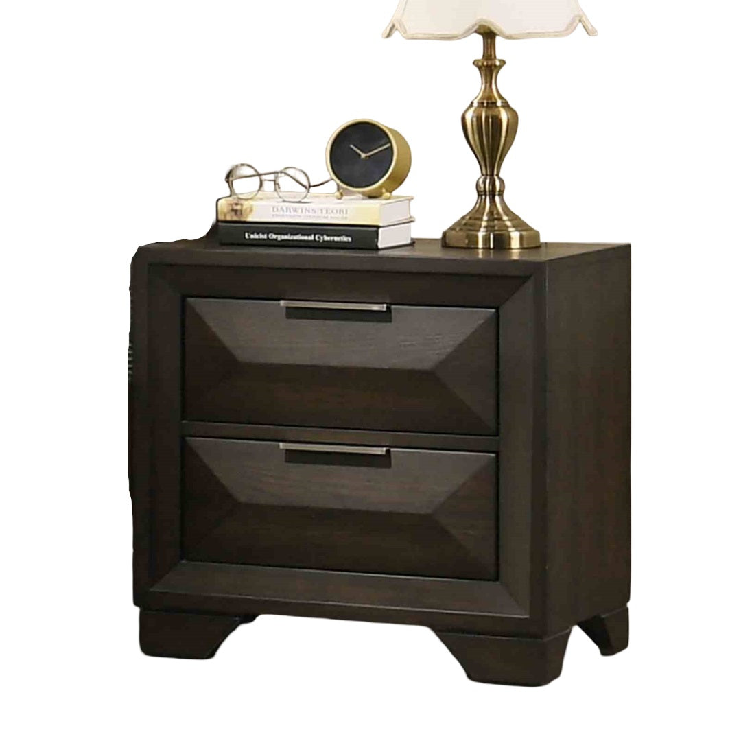 Espresso Transitional Nightstand with 2 Drawers for Bedroom
