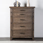 Transitional Style Brown Finish Chest 1pc 5-Drawers Panel Style Headboard Ball Bearing Glides Bedroom Furniture