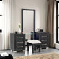 Contemporary Style 1pc Vanity w/ Stool Metal Legs USB Port Ball Bearing Glides Glass Top Full Length Mirror Black Finish Bedroom Furniture