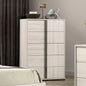 Contemporary Style Chest 1pc Vertical Chrome Handles French Dovetail Drawers Center Metal Glides White Wash Finish Bedroom Furniture