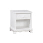 Contemporary White 1pc Nightstand Knob Handles Solidwood 1-Drawers Bedside Table Storage Shelves
