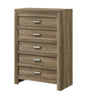 1pc Contemporary Style Five Drawers Storage Tall Chest Wooden Bedroom Furniture Light Brown Warm Wood Finish