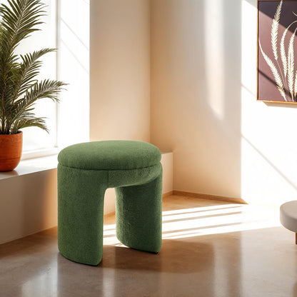 Round Top 1pc Accent Stool Contemporary Green Finish Bench Design Primary Living Room