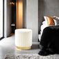 Contemporary Style 1pc Round Accent Stool Gold Base Stainless Steel Fur Fabric Beige Finish Primary Living Room