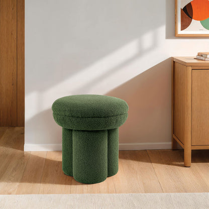 Round Top Accent Chair Pedestal Base Mushroom Design Stool Contemporary Green Finish Primary Living Room