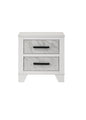 White Color 1pc Nightstand Black Bar Pulls Bedside Table Metal Center Glide Faux Marble Insert Bedroom Rubberwood