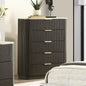 Contemporary Style 1pc Chest Artificial Marble Top Metal Side Glide Plinth Base Dark Walnut Finish Bedroom Furniture