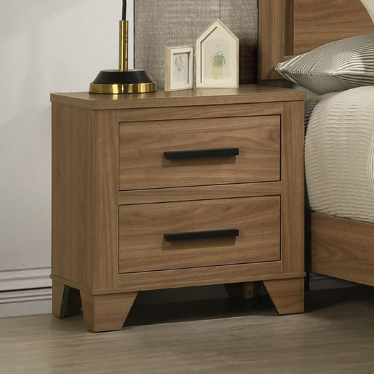 Transitional Style 1pc Nightstand Metal Slide Glide English Dovetail Drawers Bar Handles Walnut Finish Bedroom Furniture
