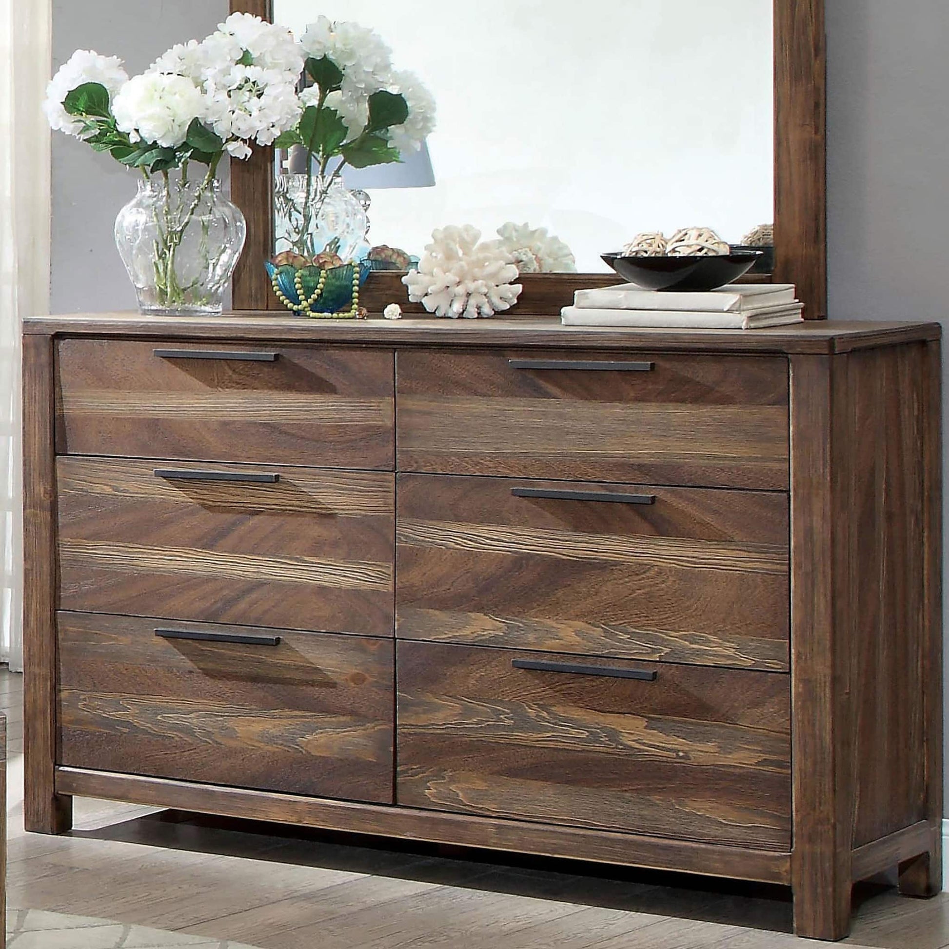 Natural Solid Wood Bedroom Dresser - 56" Wide
