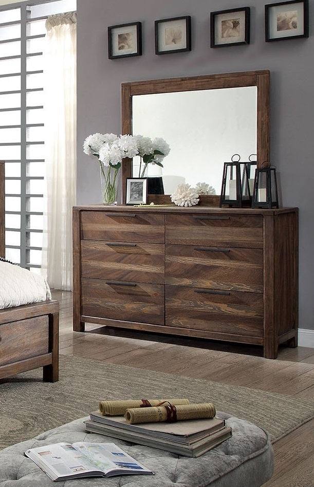 Natural Solid Wood Bedroom Dresser - 56" Wide