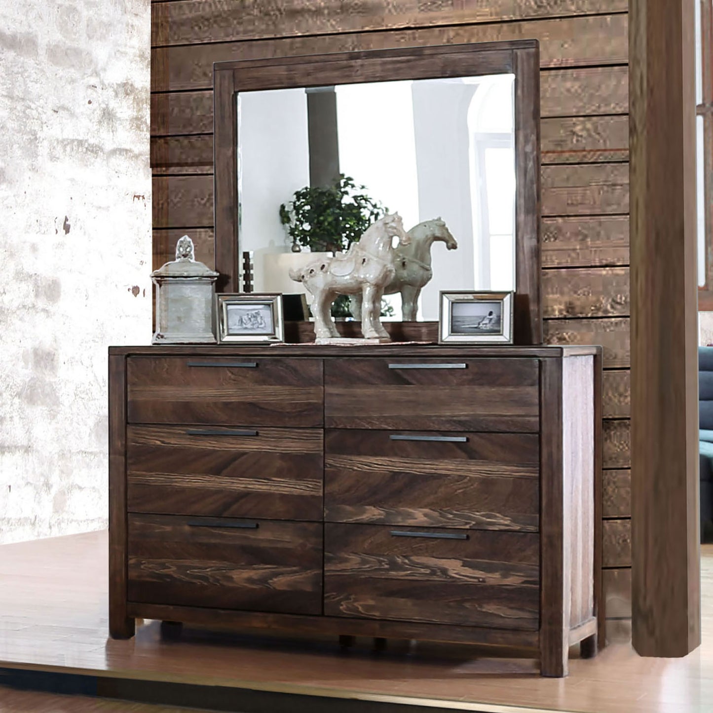 Natural Solid Wood Bedroom Dresser - 56" Wide