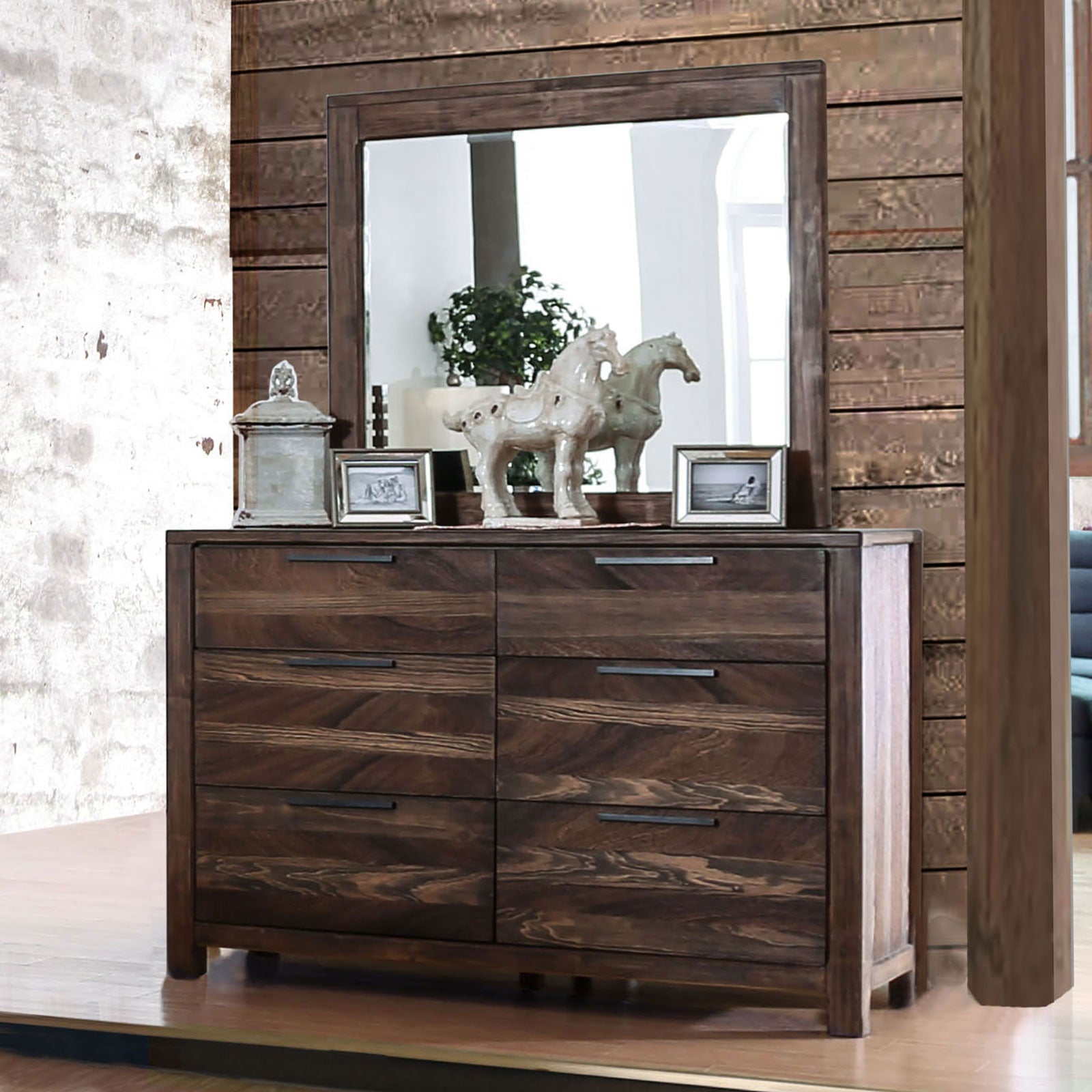 Natural Solid Wood Bedroom Dresser - 56" Wide