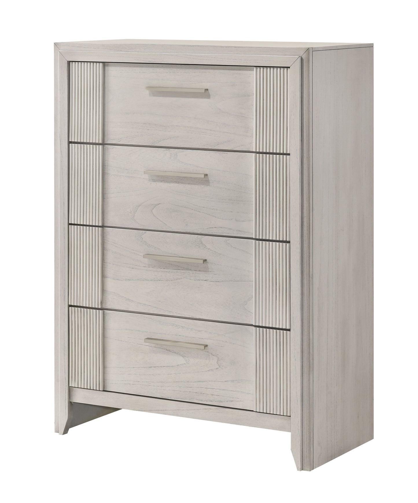 1pc Contemporary 4-Drawer Tall Storage Chest Mist White Finish Wooden Furniture