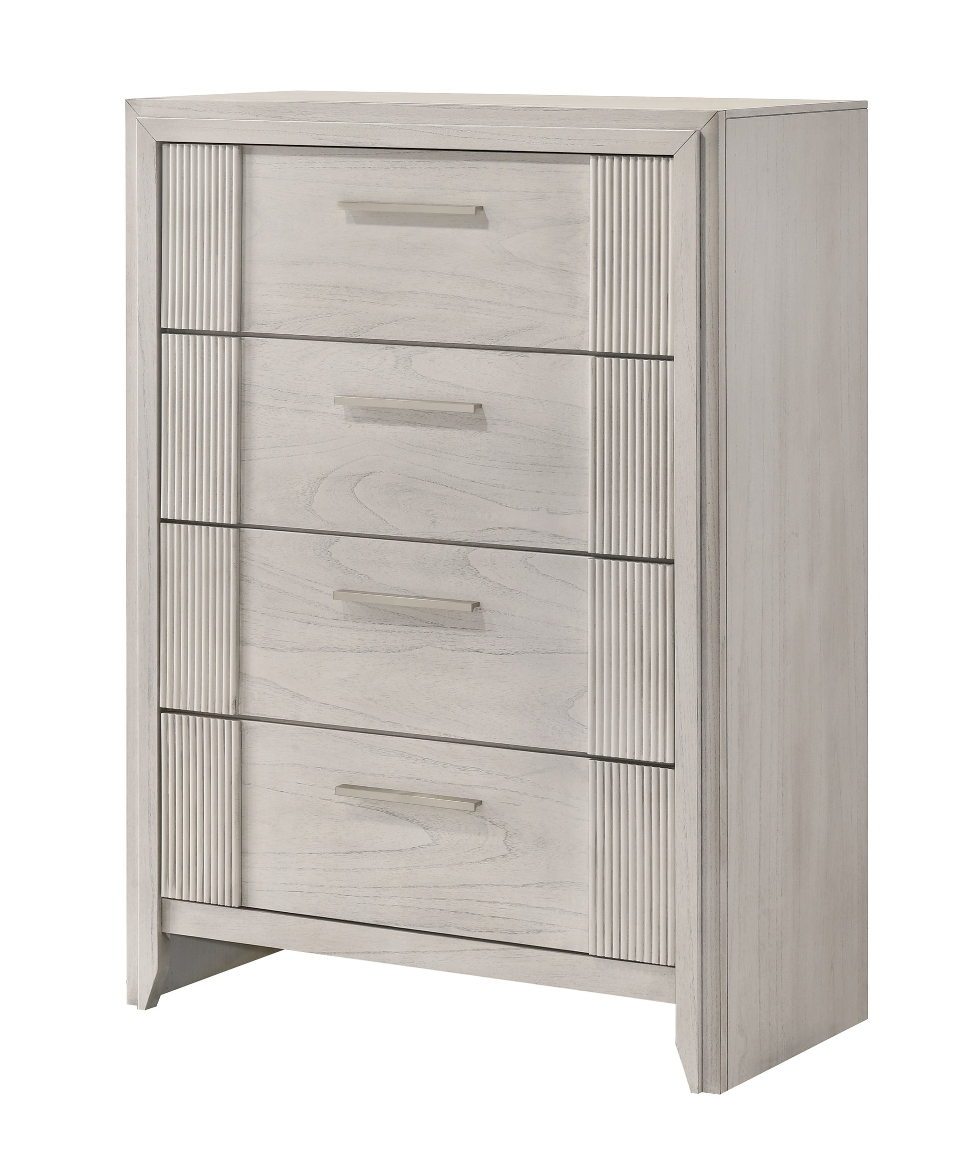 1pc Contemporary 4-Drawer Tall Storage Chest Mist White Finish Wooden Furniture
