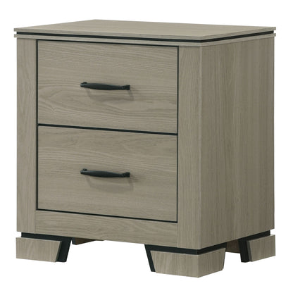 Modern Sleek Design Two Drawers Nightstand 1pc Gray Finish Wooden Bedroom Furniture Bedside Cabinet