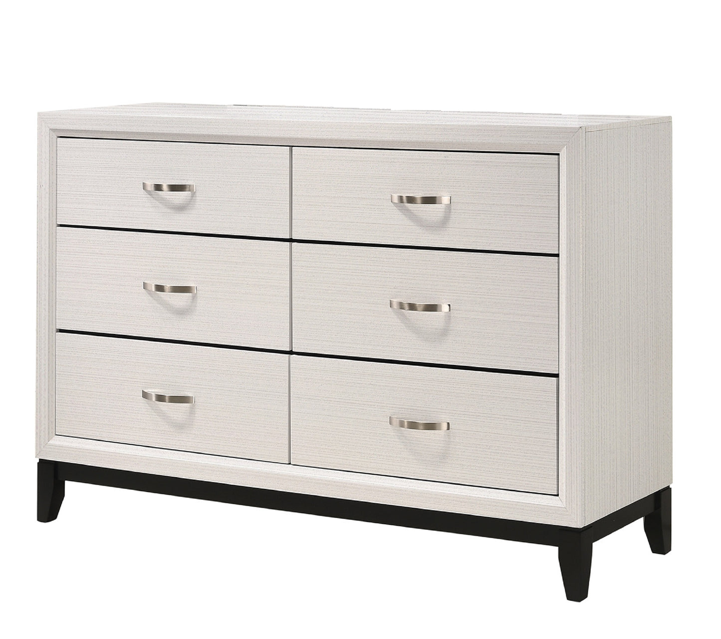 1pc Contemporary 6-Drawer Dresser White Finish Wooden Bedroom Furniture