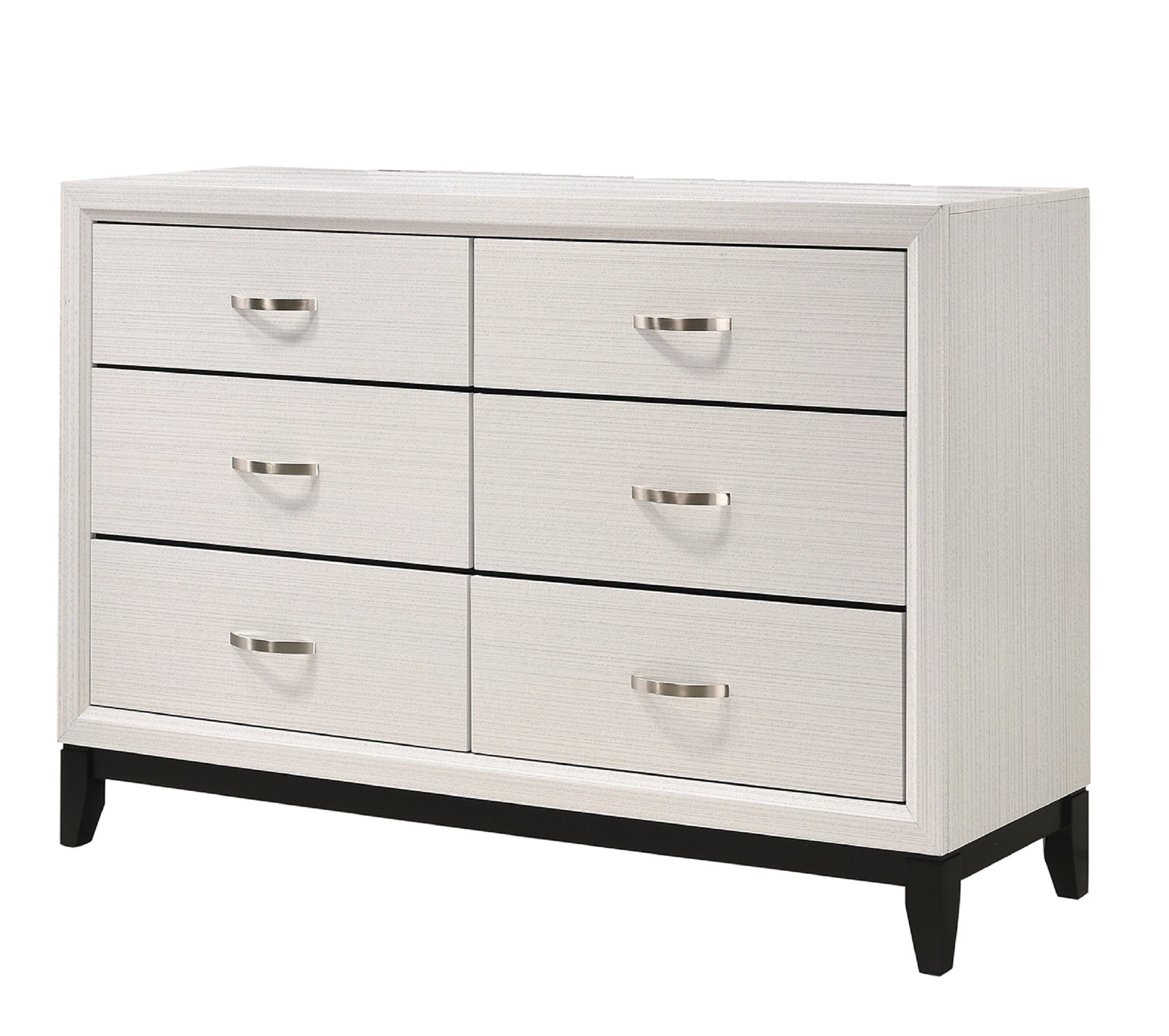 1pc Contemporary 6-Drawer Dresser White Finish Wooden Bedroom Furniture