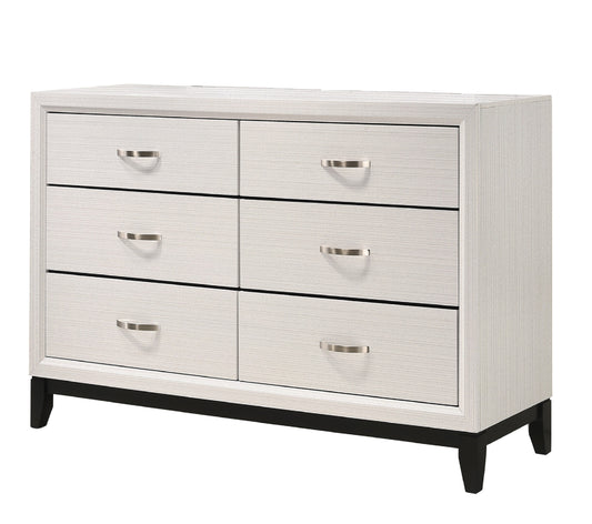 1pc Contemporary 6-Drawer Dresser White Finish Wooden Bedroom Furniture