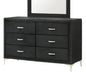 Glam Style 1pc Six Drawers Dresser Fabric Upholstered Tufted Nailhead Tempered Glass Wood Metal Fabric Bedroom Furniture