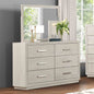 Dresser W Mirror Light Gray Six Drawers Storage Solid Acacia Transitional Bedroom Furniture