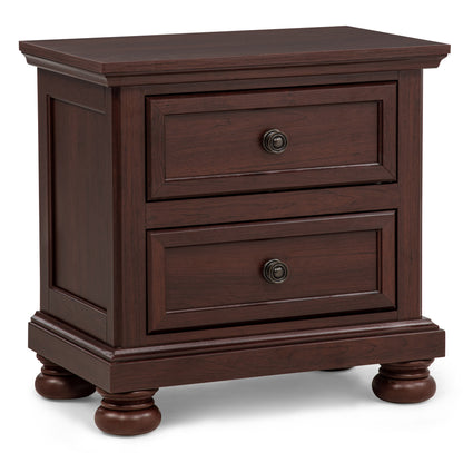 Contemporary 1pc Nightstand Rich Cherry Finish Two Drawer Storage Wooden Bedroom Furniture