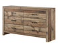 1pc Rustic Plank-Style Rich Natural Finish Six Drawers Dresser Wooden Bedroom Furniture Contemporary Modern Transitional