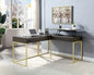 Transitional Two-tone Computer Desk Walnut, USB Port Lift Top Design And Concealed Drawer
