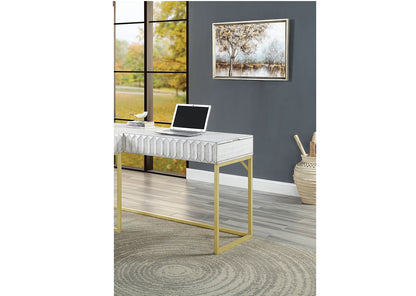 Antique White Industrial Computer Desk - 56.75" Rectangular Office Desk