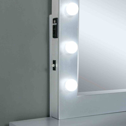 Glam Solid Wood Vanity with Mirror and Storage Drawers for Bedroom
