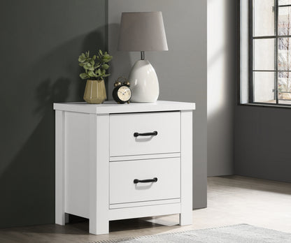 Cosmo 21.5"W White 2-Drawer Nightstand Bedside Table
