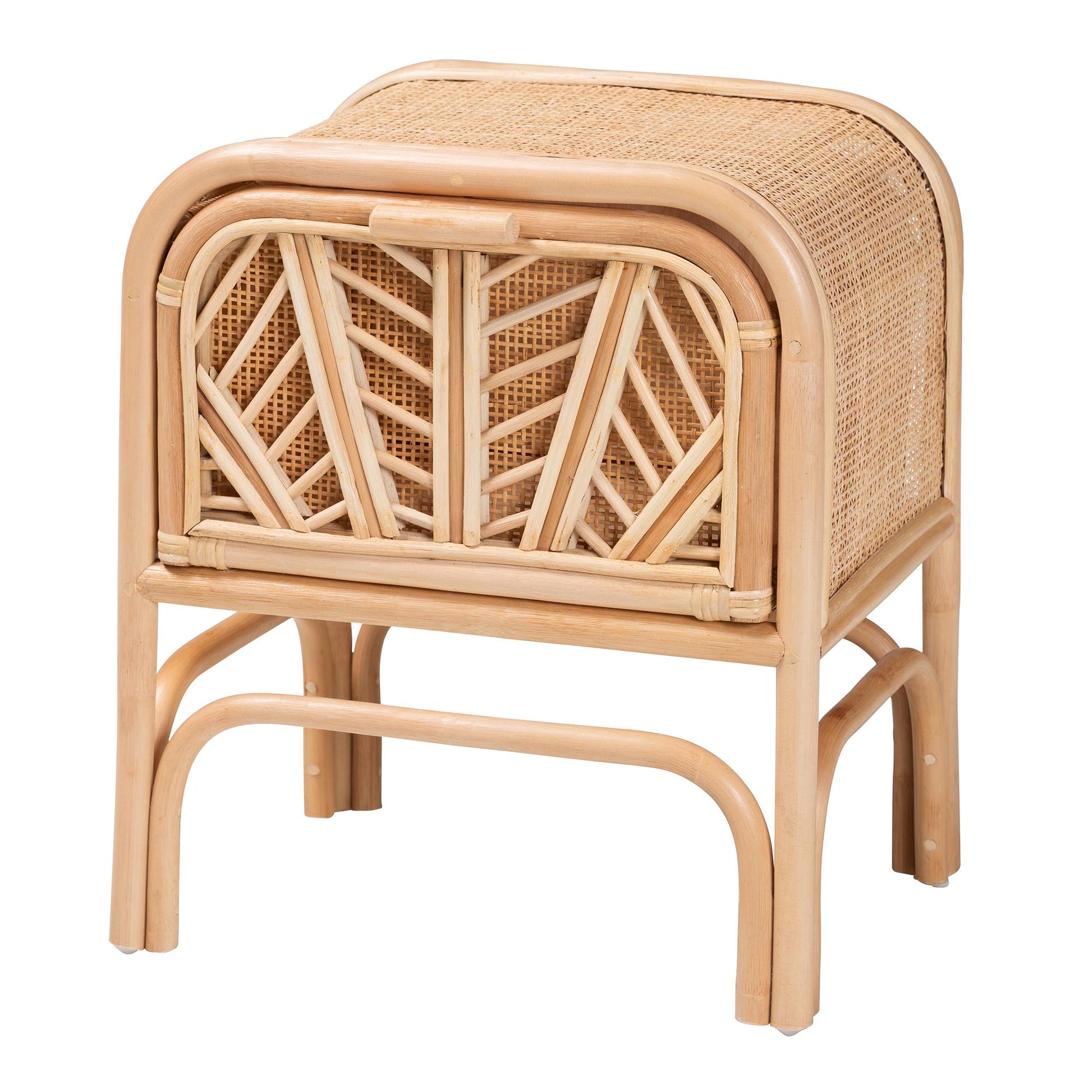 Bohemian Natural Rattan 1-Drawer Nightstand