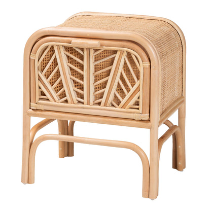 Bohemian Natural Rattan 1-Drawer Nightstand