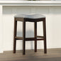 31in. H Bar-Height Wood Barstool with Gray Faux-Leather Seat, 1PC
