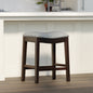 26in. H Counter-Height Wood Barstool with Gray Faux-Leather Seat, 1PC
