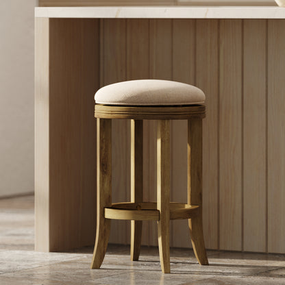 26in. Counter-Height Backless Wood Swivel Barstool with Upholstered Seat, Honeysuckle, 1PC