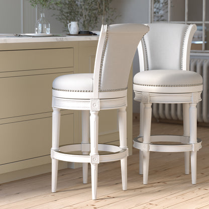 31in. Wood Bar-Height Swivel Barstool with High-Back, 1PC
