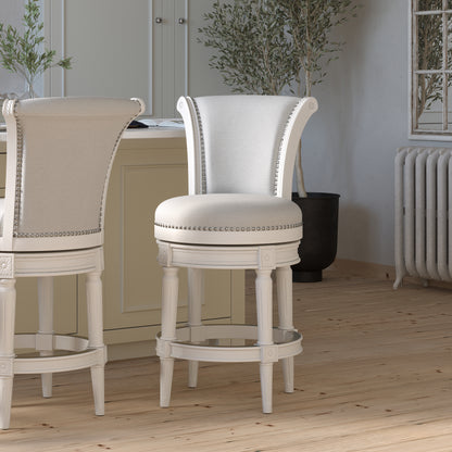 26in. Wood Counter-Height Swivel Barstool with High-Back, 1PC
