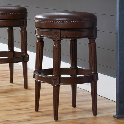 31in. Wood Backless Bar-Height Swivel Barstool, 1PC